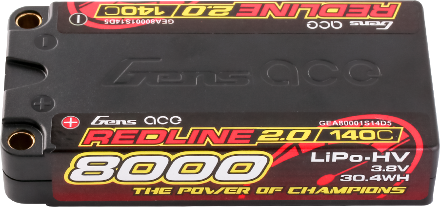 Gens ace Redline 2.0 8000mAh 3.8V 140C 1S HardCase HV LiPo Battery 5mm Connector