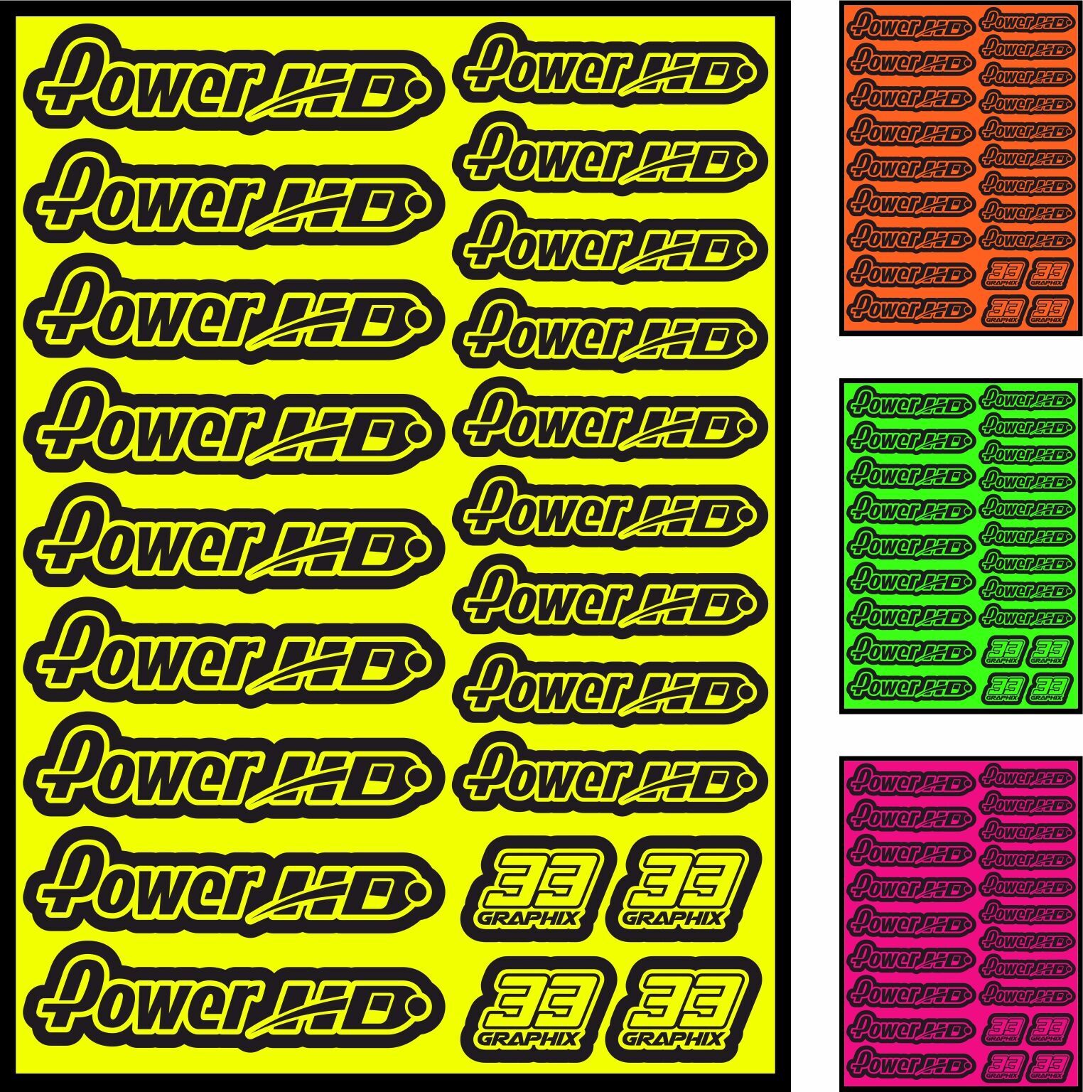 Power HD Neon Aufkleberbogen by 33Graphix DIN A5 (versch. Farben)