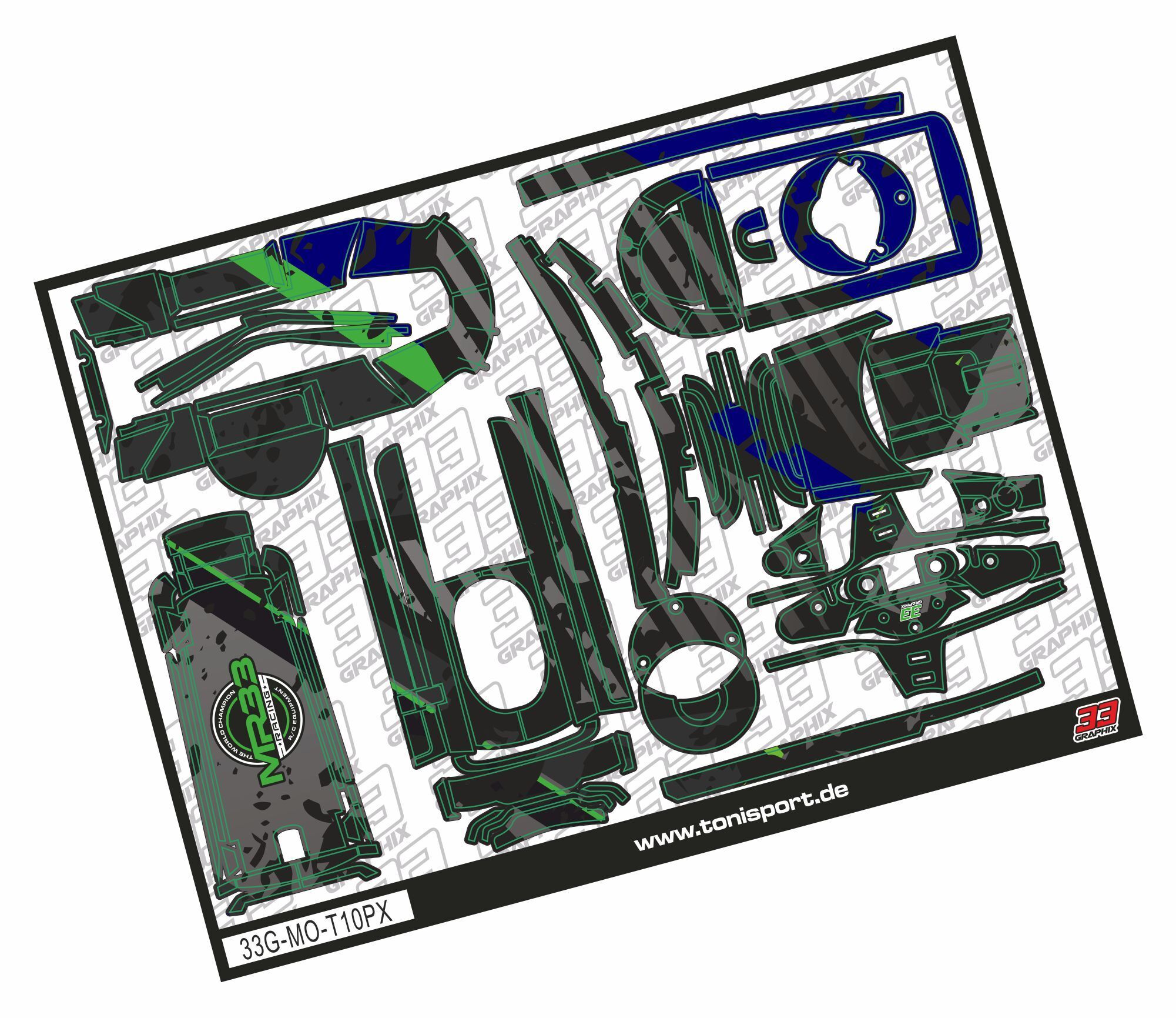 MR33 Orlowski Edition Futaba T10PX Skin Sticker Sheet by 33Graphix 