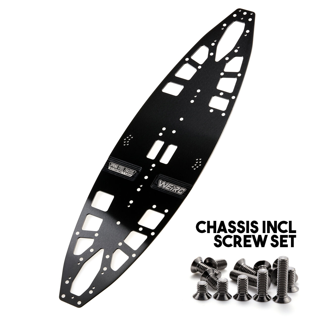 WeiRC DLC Stahl Chassis 1,2mm für Associated TC8 (146g) inkl. Stahl Schrauben Set