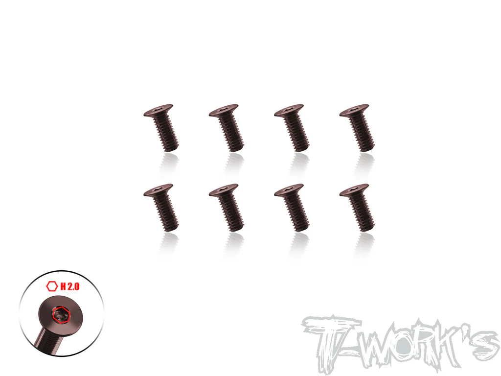 T-Work´s  120° Steel Countersunk CNC Hex Screw M3 x 8,0mm (8)