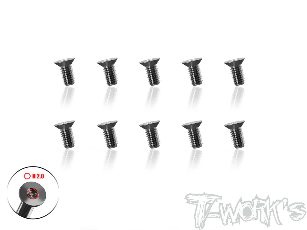 T-Work´s 64 Titan Super Thin Countersunk Hex Screw M3 x 6,0mm (10)