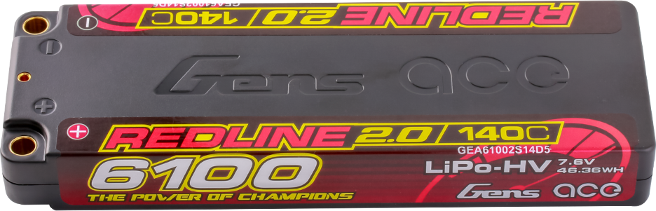 Gens ace Redline 2.0 6100mAh 7.6V 140C 2S HardCase HV LiPo Battery 5mm Connector