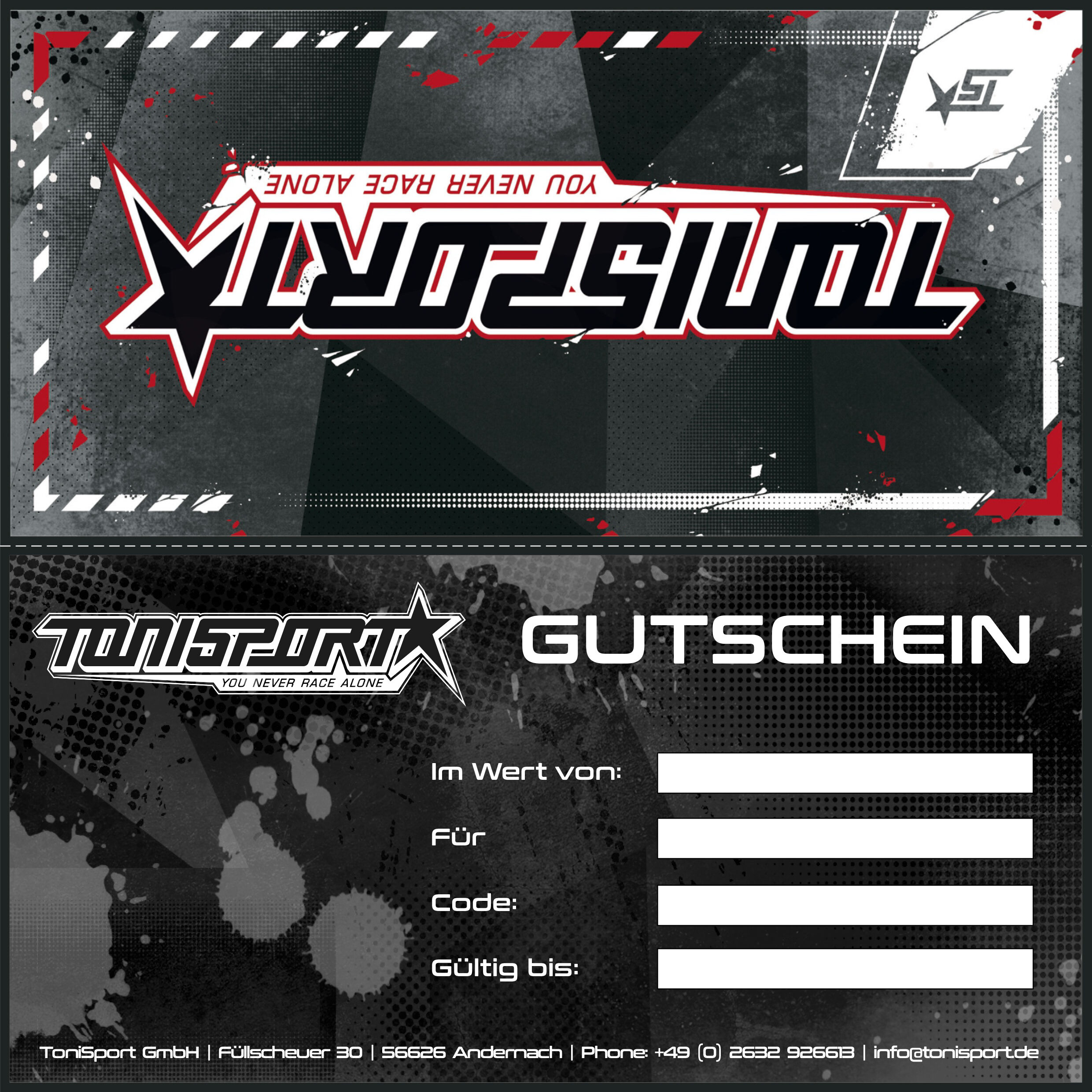 Geschenkkarte DIN A4 lang ToniSport Print@Home