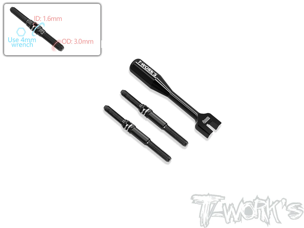 T-Work´s 64 Titanium Turnbuckle Set for Xray X12-2025 - Black (2)