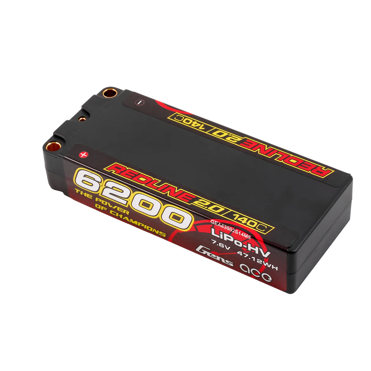 Gens ace Redline 2.0 6200mAh 7,6V 140C 2S1P Mid-Size HardCase HV LiPo Battery 5mm Connector