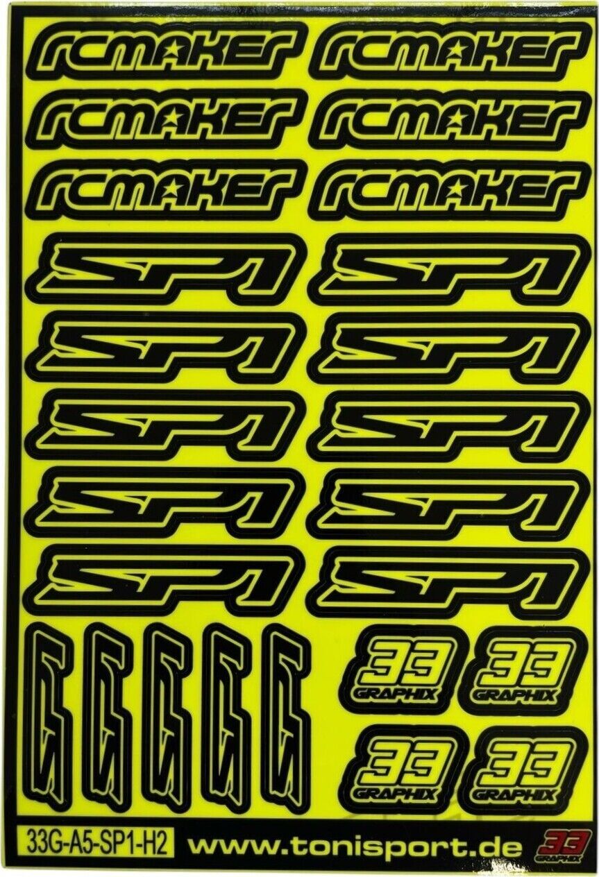 RC MAKER SP1 Neon Aufkleberbogen by 33Graphix DIN A5 (versch. Farben)