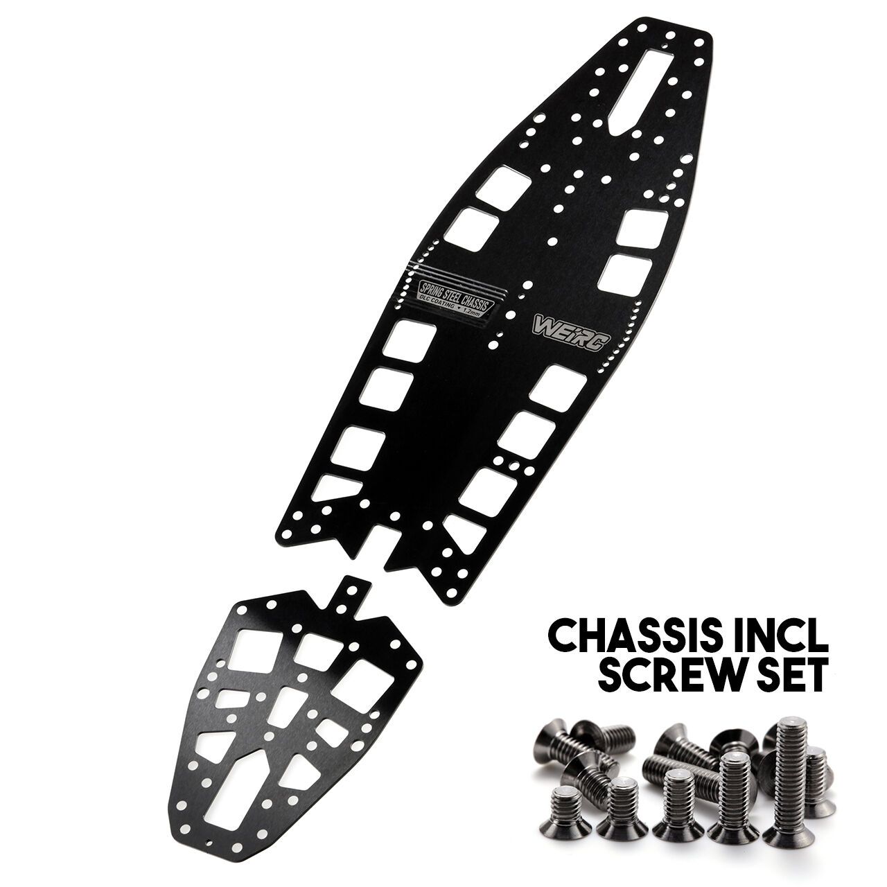 WeiRC DLC Stahl Chassis 1,2mm für Awesomatix A800 FXR (131g) inkl. Stahl Schrauben Set