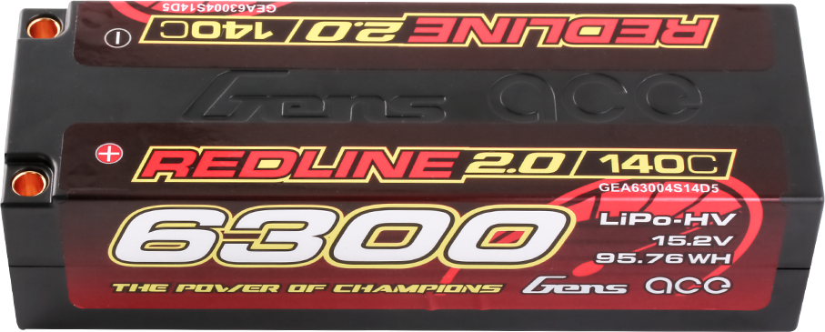Gens ace Redline 2.0 6300mAh 15,2V 140C 4S HardCase HV LiPo Battery 5mm Connector