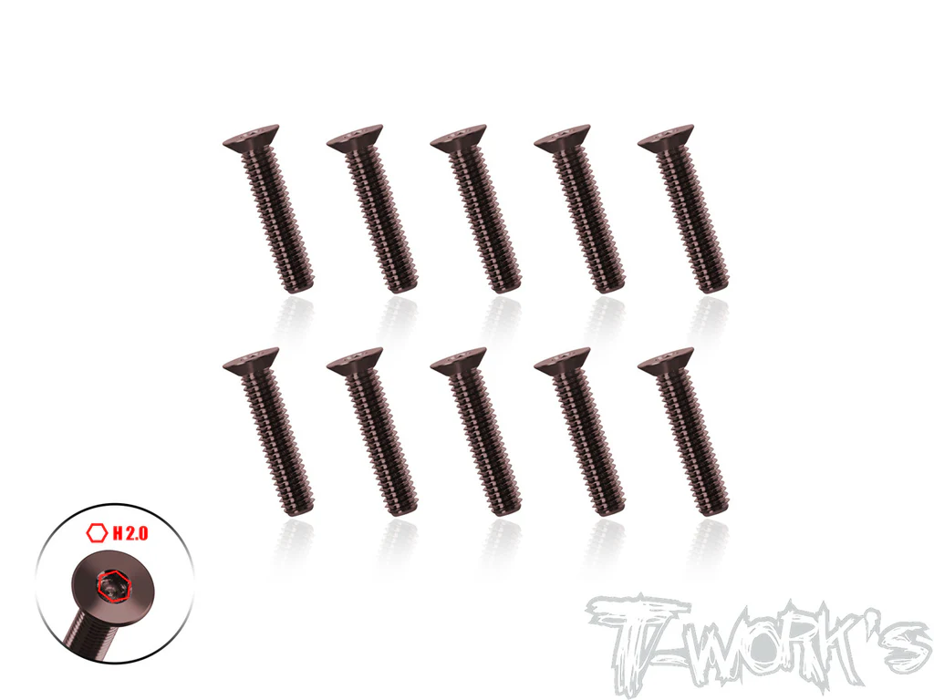 T-Work´s Super Thin Steel Countersunk Hex Screw M3 x 14,0mm (10)