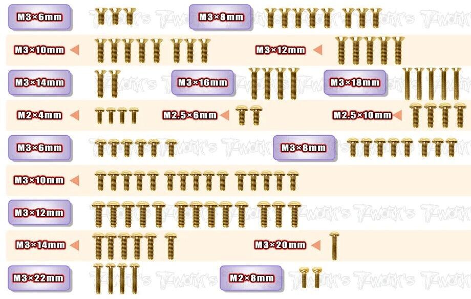 TW-GSS-MSB1-T-Work-s-Stahl-Schrauben-Set-Gold-Beschichtet-f-r-Mugen-Seiki-MSB1-100 tw-gss-msb1-t-work-s-stahl-schrauben-set-gold-beschichtet-f-r-mugen-seiki-msb1-100
