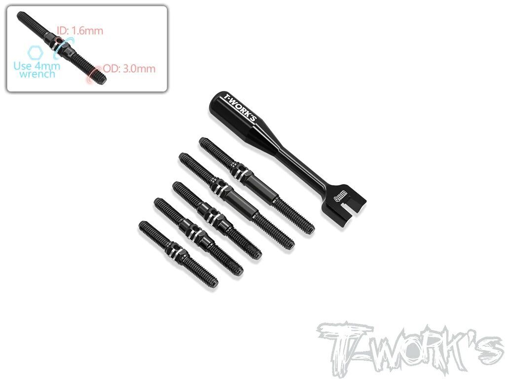 T-Work´s 64 Titanium Turnbuckle Set for Mugen MTC-2R - Black