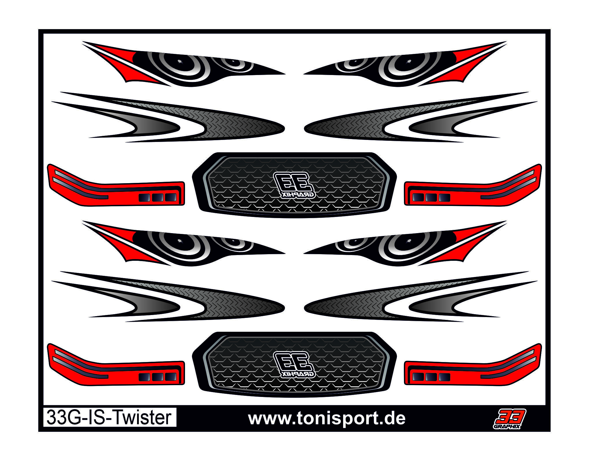 33Graphix Inside Scheinwerfer Aufkleber Xtreme Twister/Speciale
