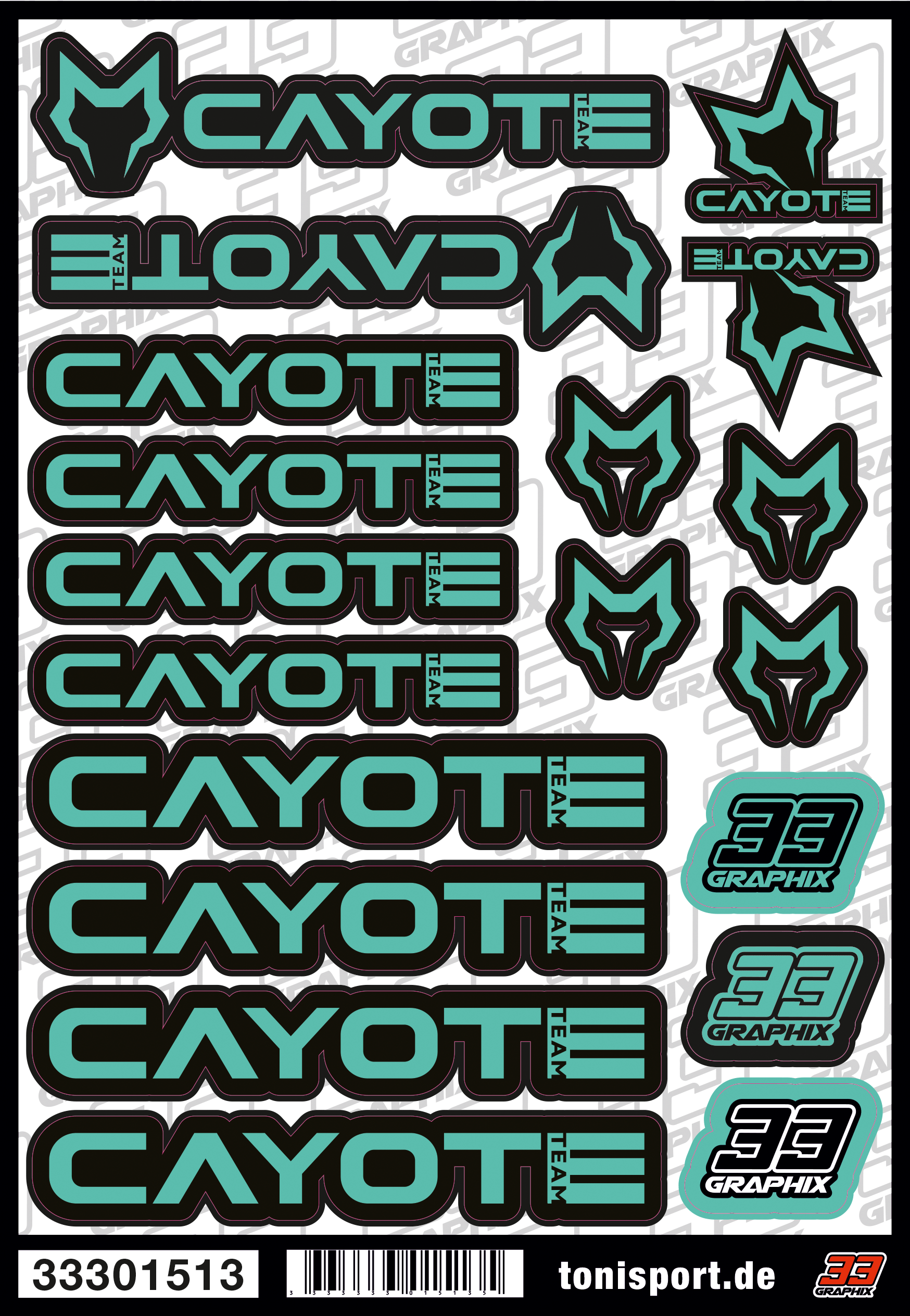 Cayote Aufkleberbogen by 33Graphix DIN A5 Cayote Grün/Schwarz