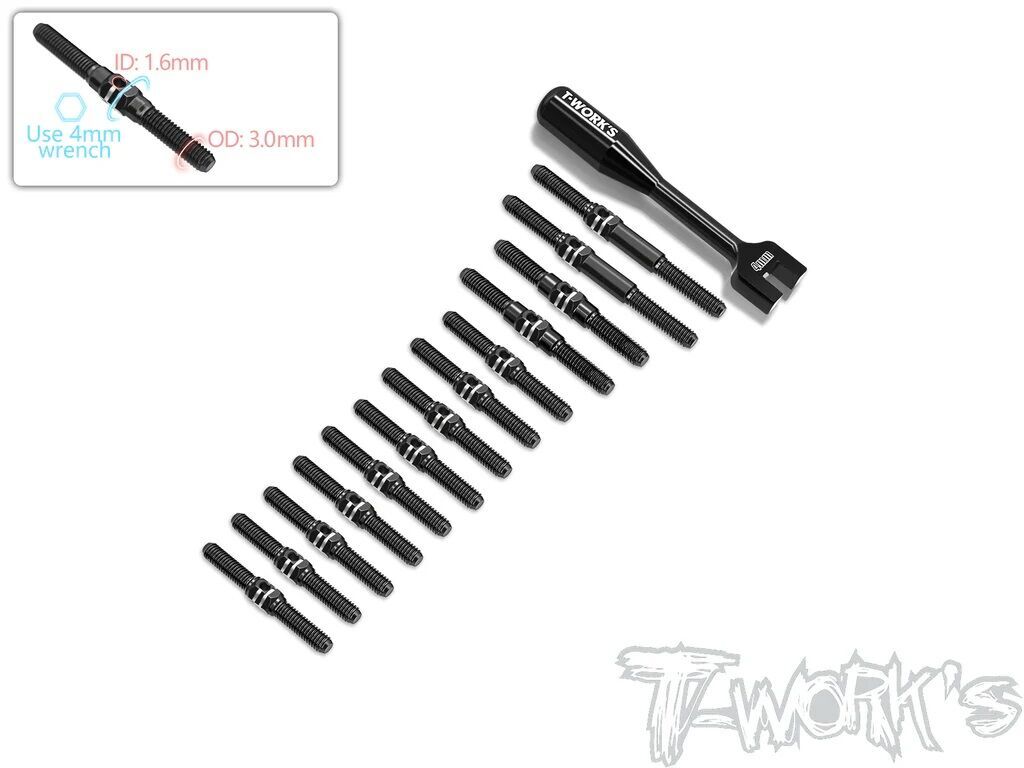 T-Work´s 64 Titanium Turnbuckle Set for Xray X4-2024 - Black
