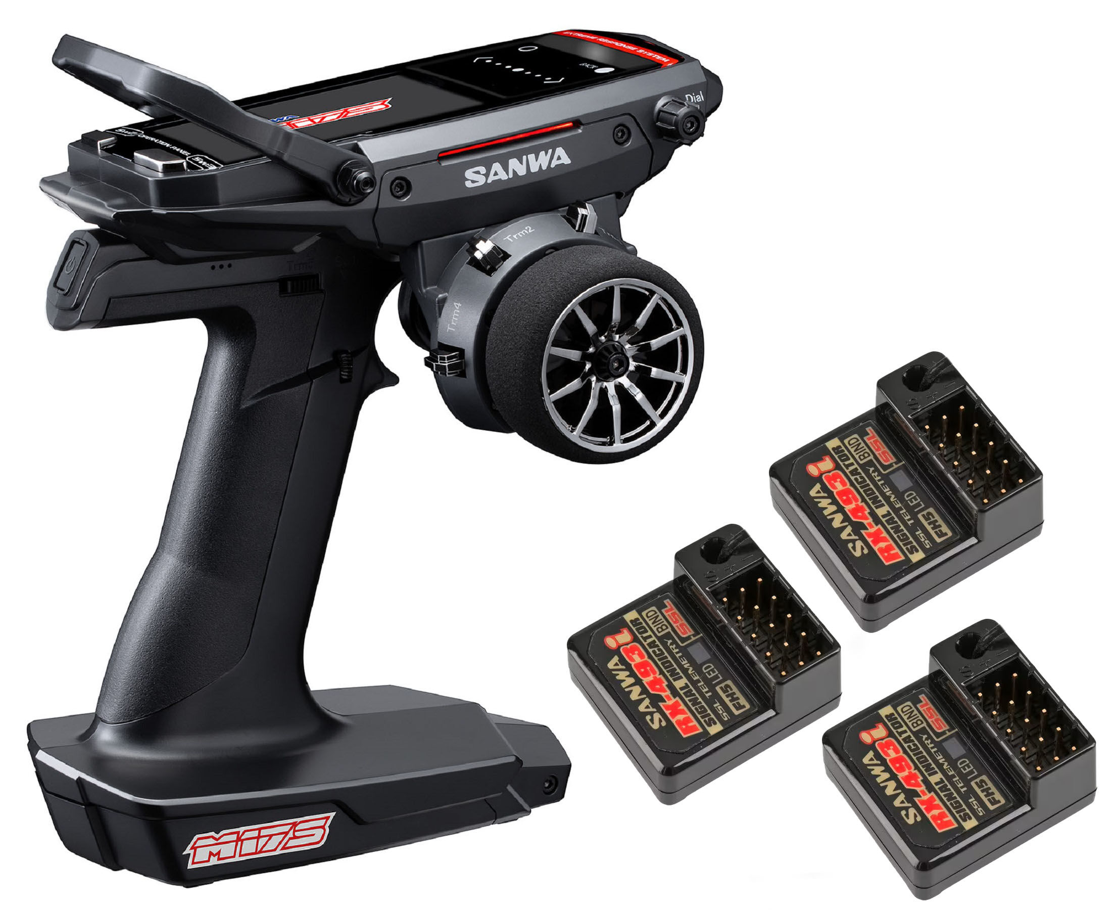 Sanwa M17S Fernsteuerung PLUS 2 x RX-493i Empfänger