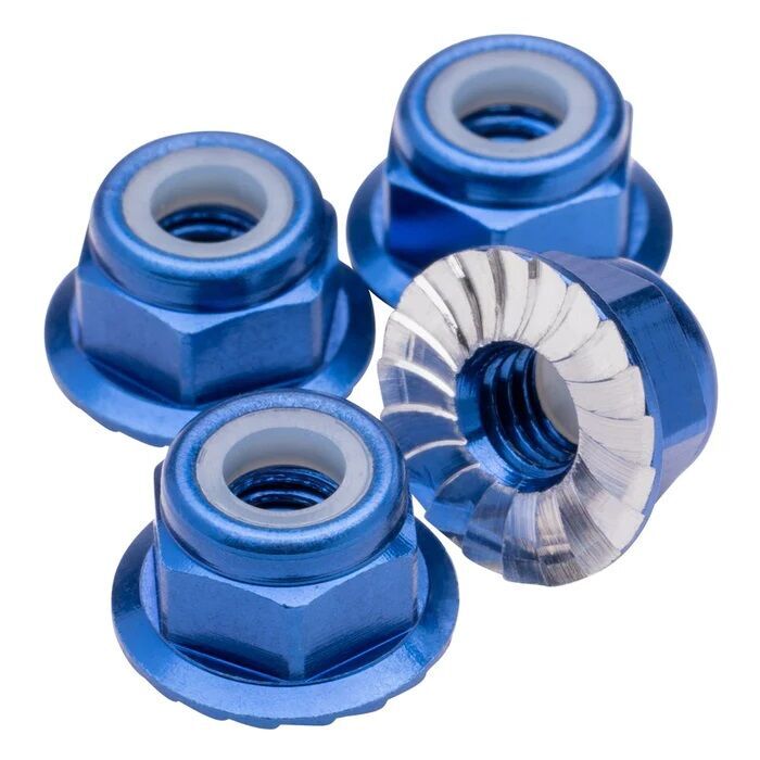 1up Racing M4 Flanged Premium Aluminum Locknuts - Dark Blue (4)