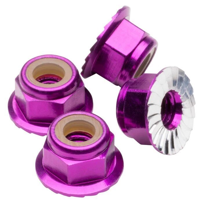 1up Racing M4 Flanged Premium Aluminum Locknuts - Purple (4)