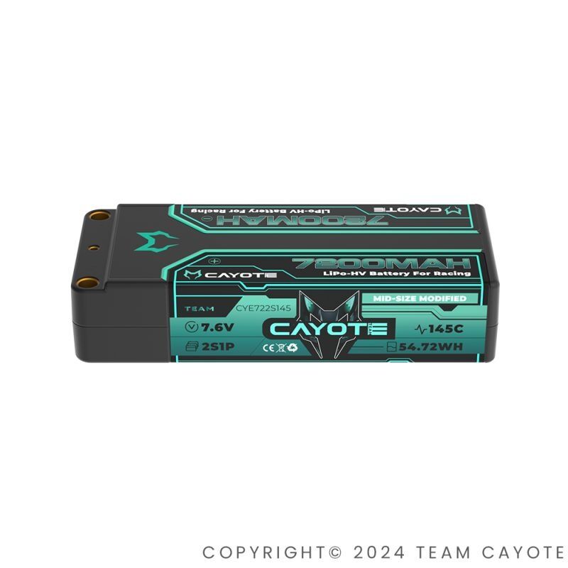 CYE722S145 CAYOTE Racing 7200mAh 2S Mid-Size LiPo Akku 7,6V 145C 251g