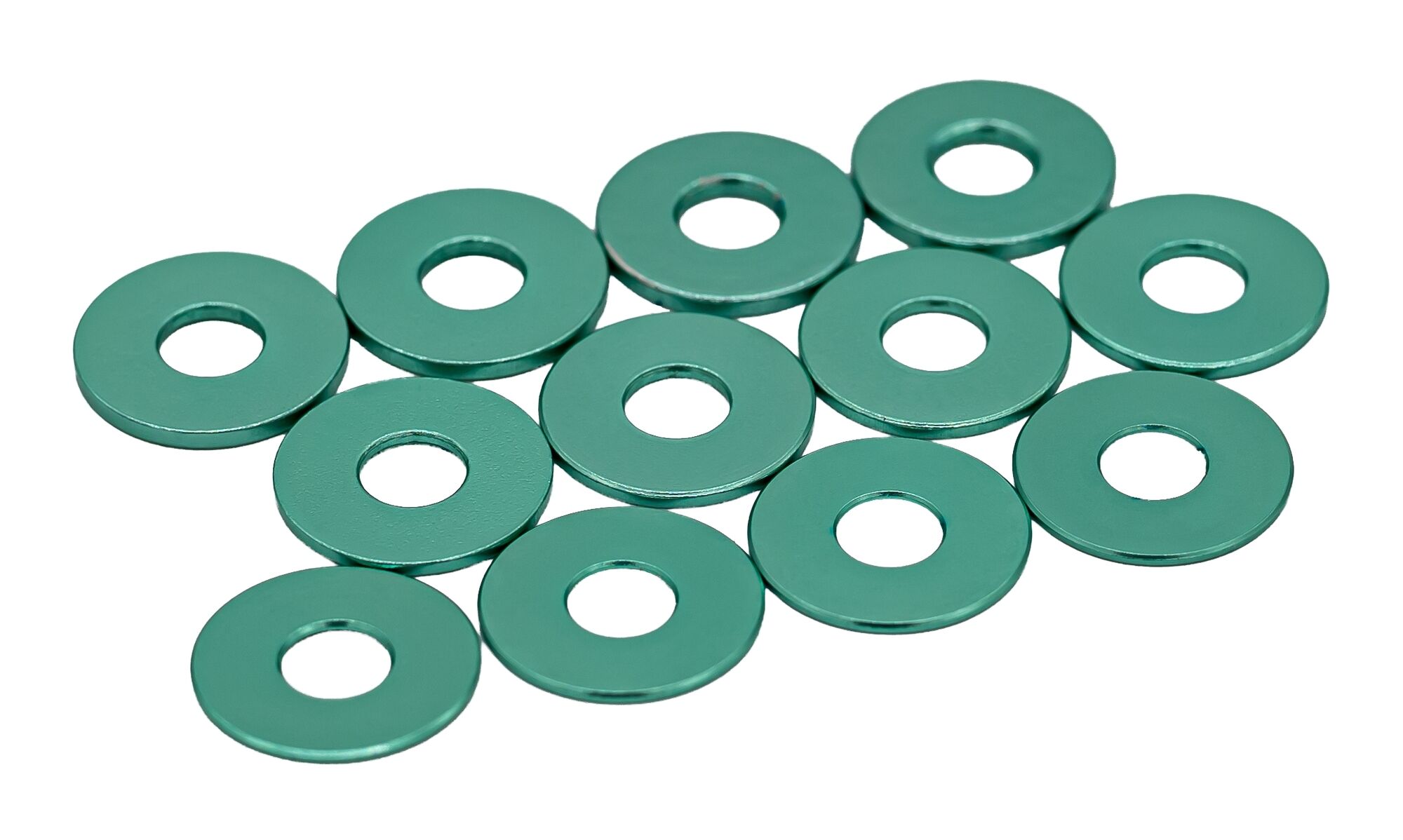 MR33 Aluminium Rad Unterlegscheiben Set 0,5/0,75/1,0mm - Mint (je 4)