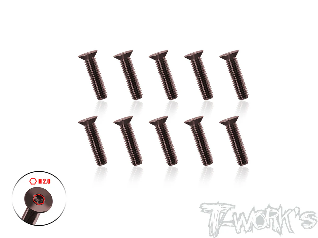 T-Work´s Super Thin Steel Countersunk Hex Screw M3 x 12,0mm (10)