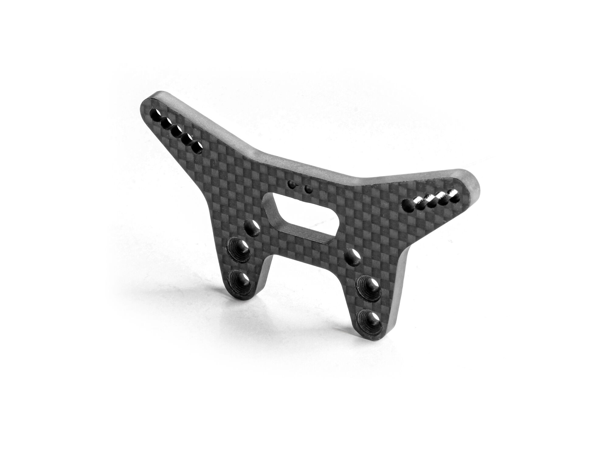 XRAY XB2 Wider Carbon Shock Tower Bridge -Up. Deck 2 Dots - Front