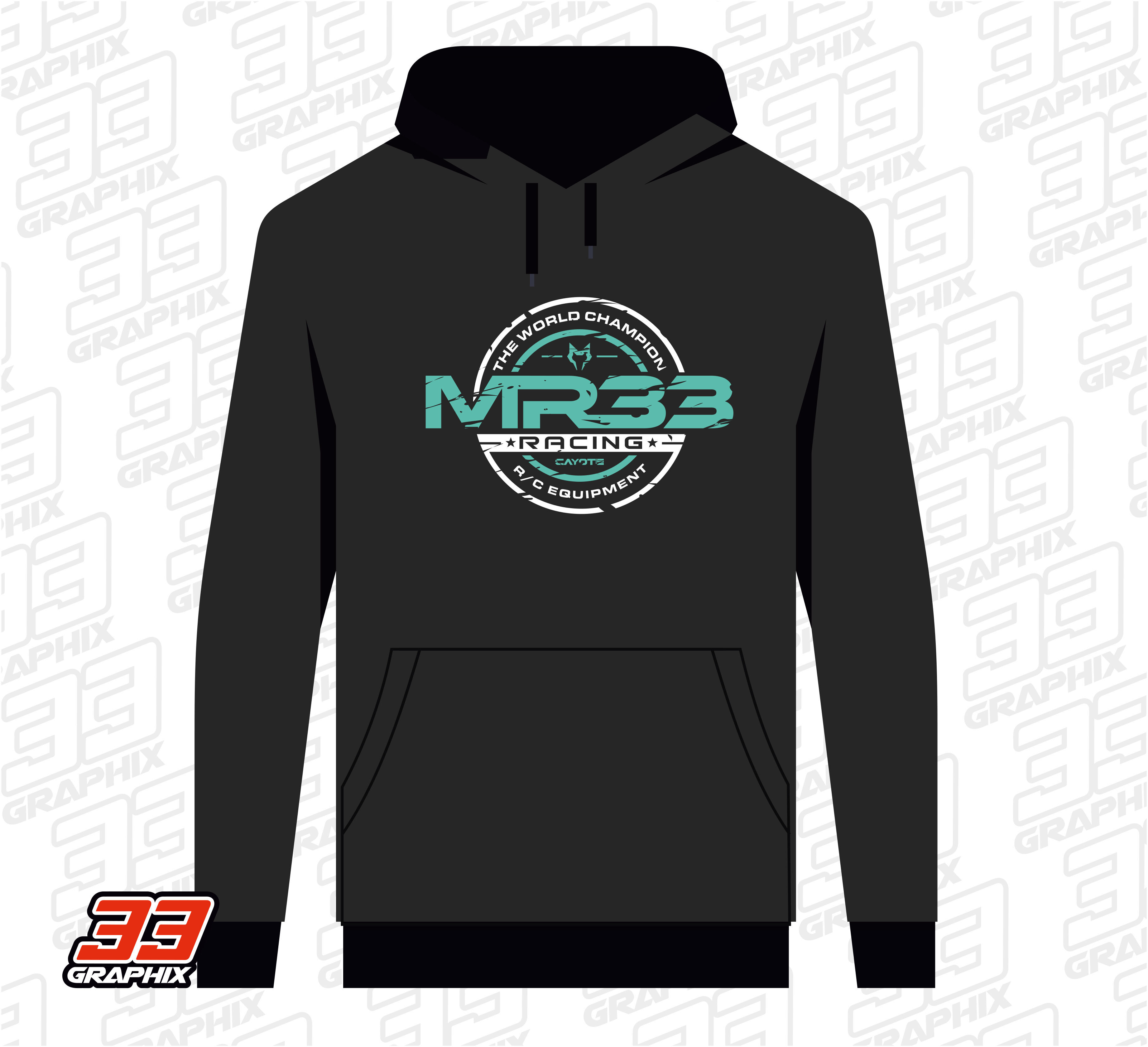 MR33 "goes Cayote" Team Hoodie by 33Grapbix - Black
