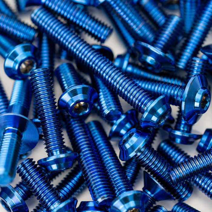 1up Racing Pro Duty Titanium Screw Set (Upper) for Tamiya TRF-421 - Blue