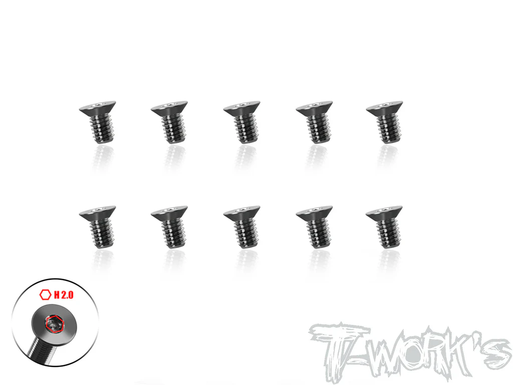 T-Work´s 64 Titan Super Thin Countersunk Hex Screw M3 x 5,0mm (10)