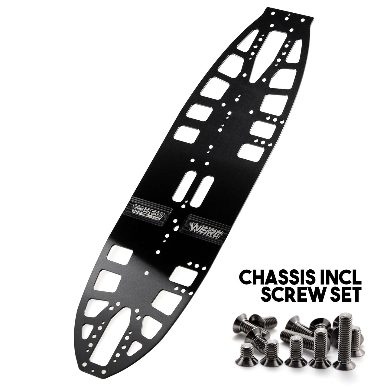 WeiRC DLC Stahl Chassis 1,2mm für Schumacher Mi9 (160g) inkl. Stahl Schrauben Set