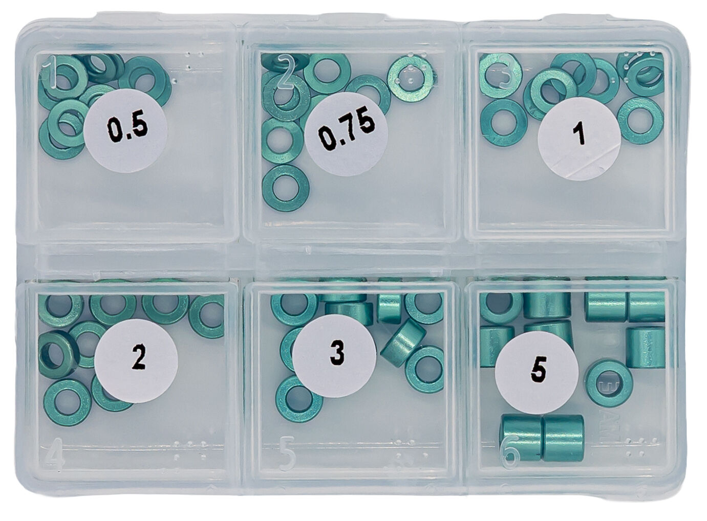 MR33 Aluminium 3mm Shim Set 0.5,0.75,1,2,3,5mm je 10 (60) - Mint