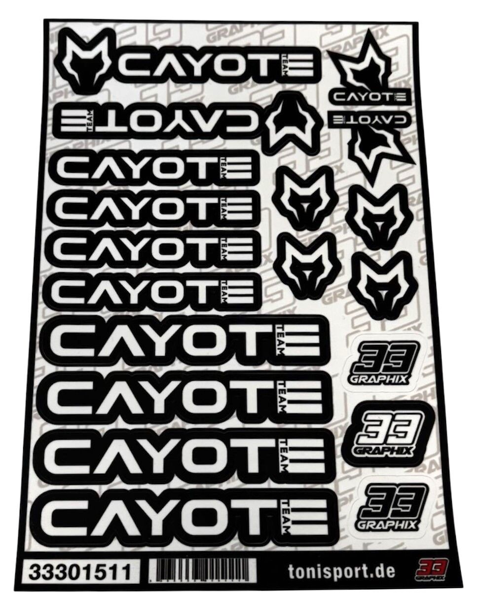 Cayote Aufkleberbogen by 33Graphix DIN A5 Schwarz/Weiß