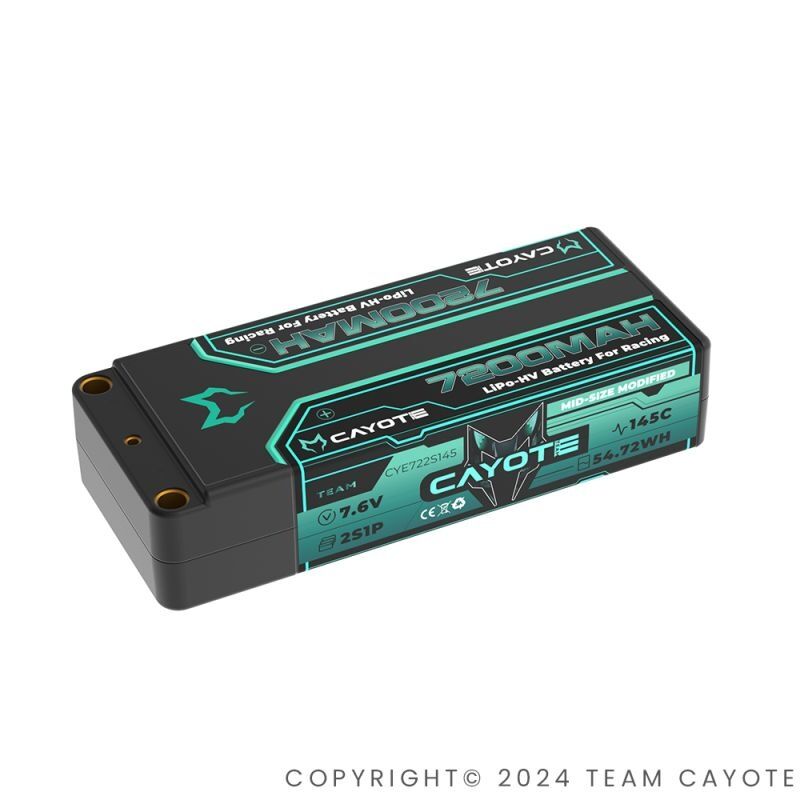 CAYOTE Racing 7200mAh 2S Mid-Size LiPo Akku 7,6V 145C 251g 