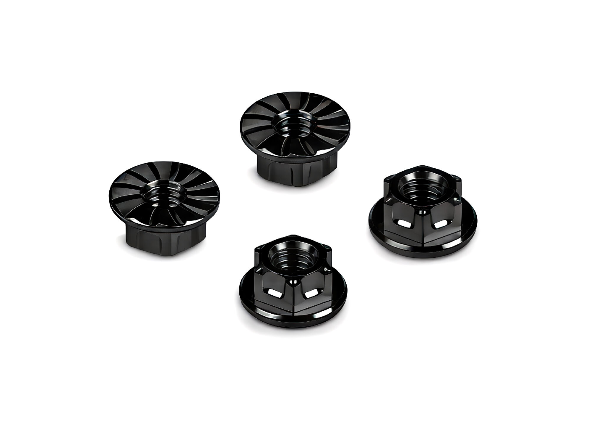 HUDY Titanium Wheel Nuts M4 Serrated Flange - Black (4)