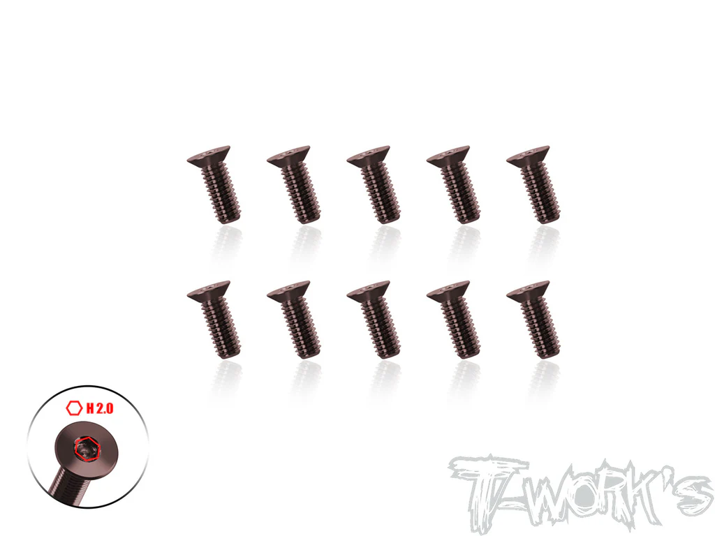 T-Work´s Super Thin Steel Countersunk Hex Screw M3 x 8,0mm (10)