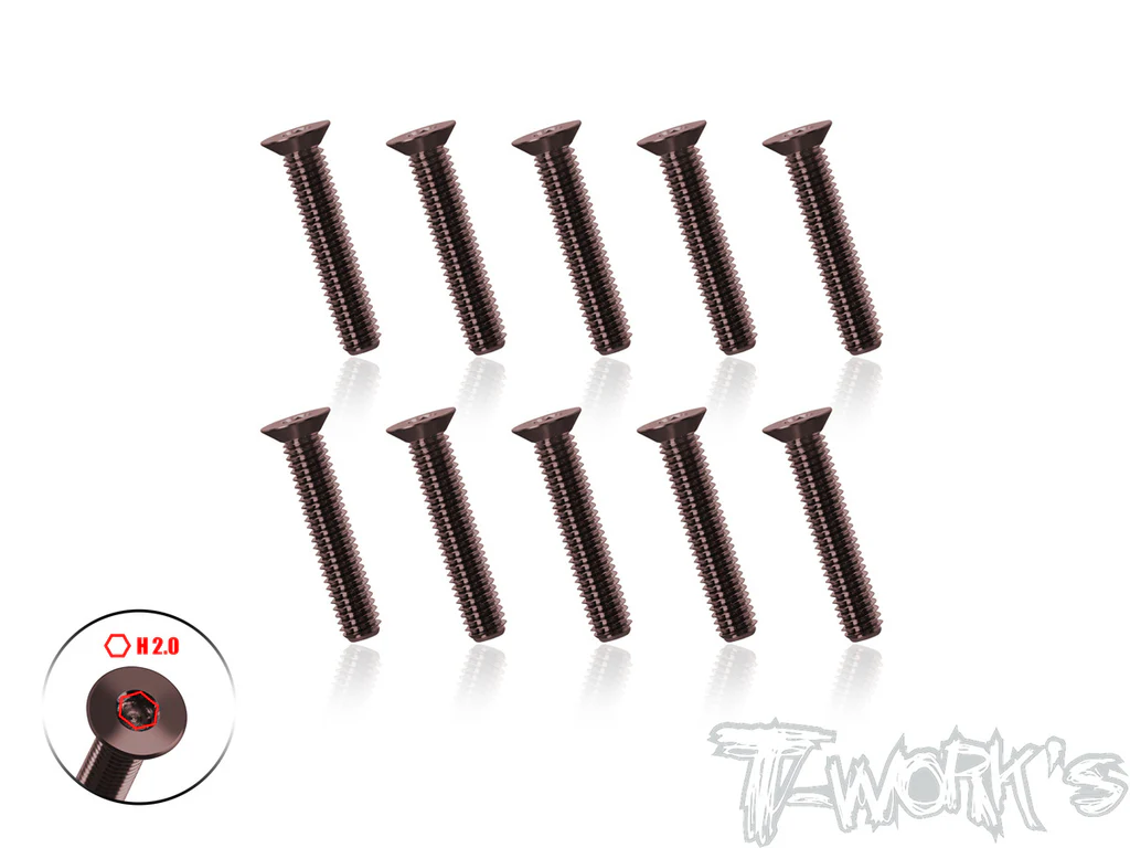 T-Work´s Super Thin Steel Countersunk Hex Screw M3 x 16,0mm (10)