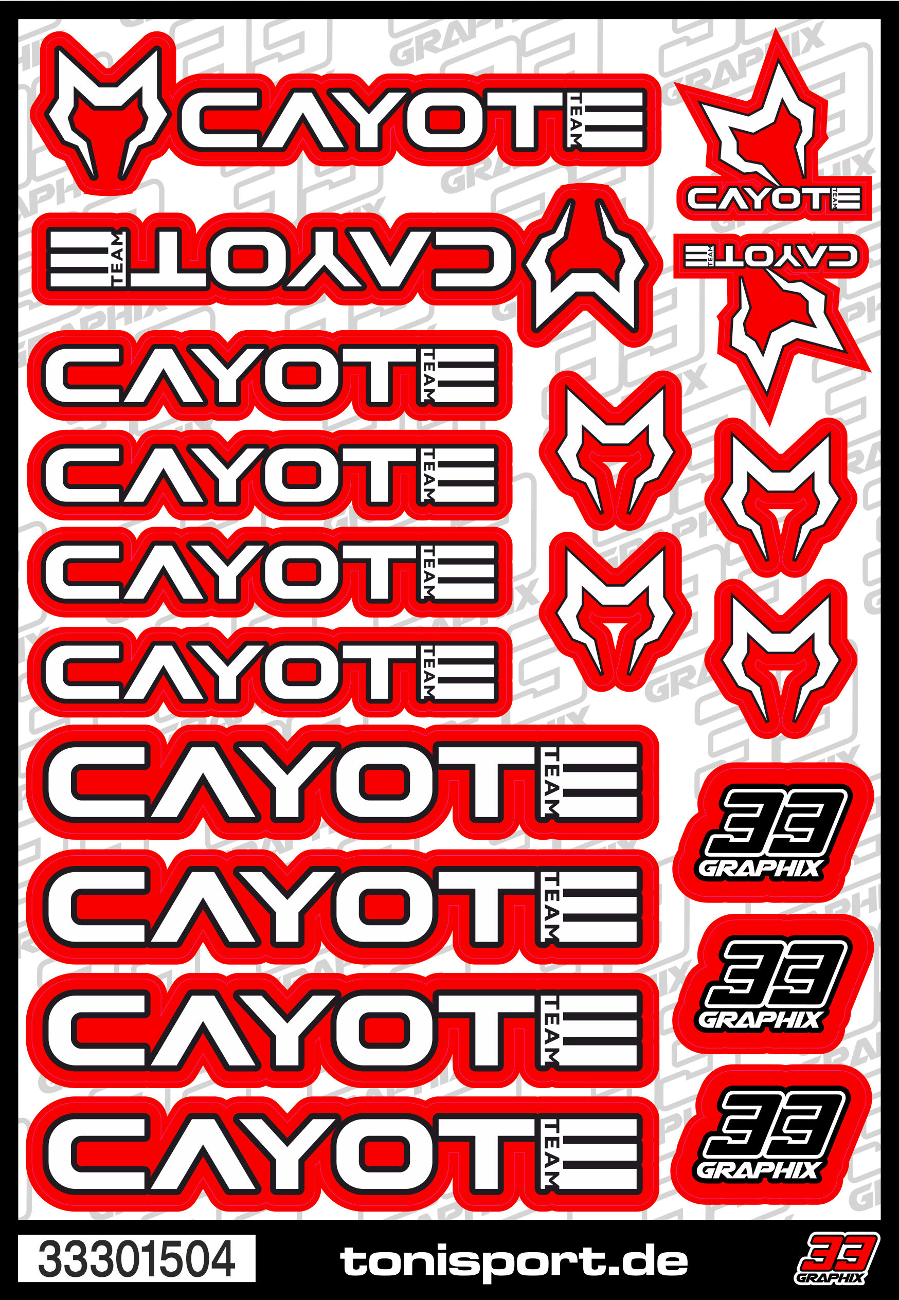 33301504 - Cayote Aufkleberbogen (DIN A5) - Rot