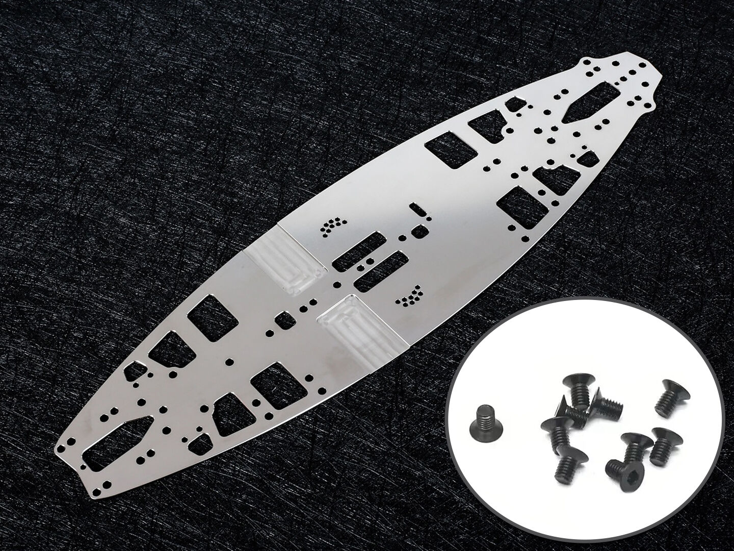 WeiRC Stahl Chassis 1,2mm für Mugen Seiki MTC-3 inkl. Stahlschrauben Set