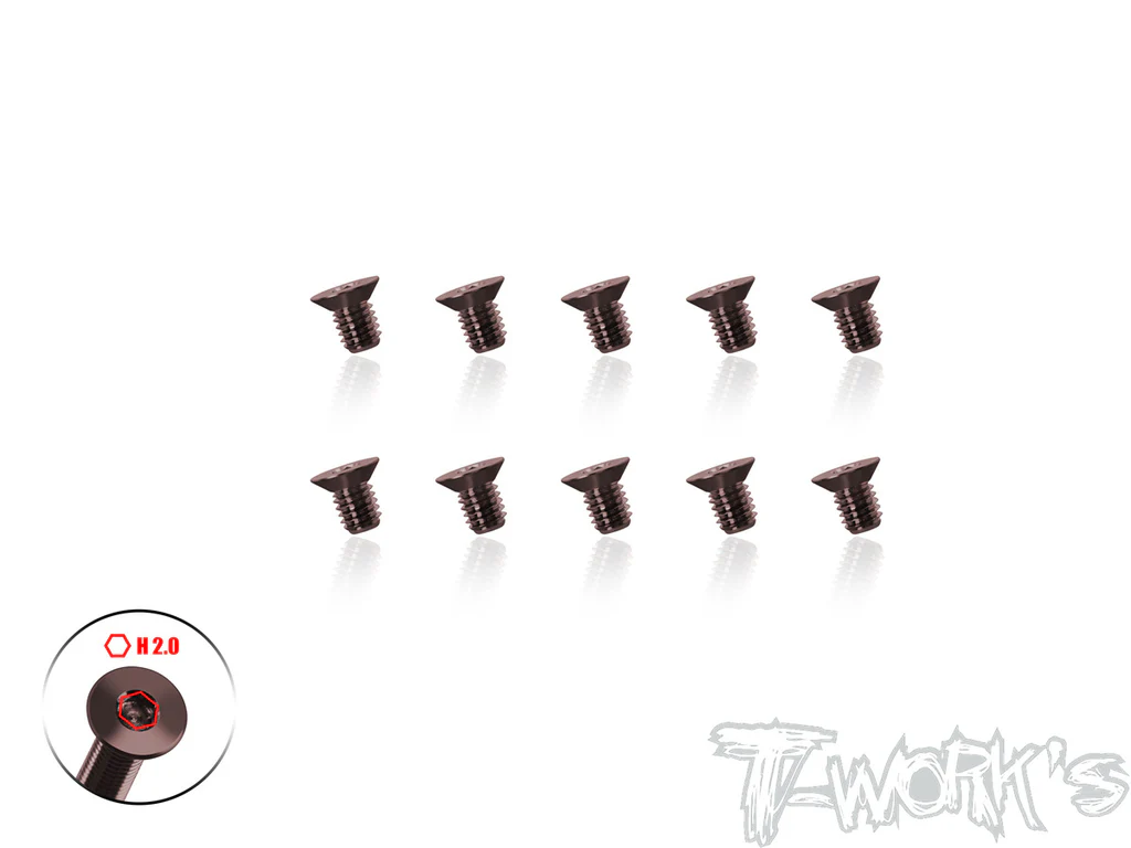 T-Work´s Super Thin Steel Countersunk Hex Screw M3 x 4,0mm (10)