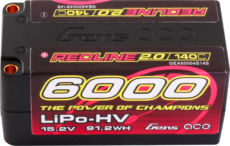 Gens ace Redline 2.0 6000mAh 15,2V 140C 4S HardCase HV LiPo Battery 5mm Connector