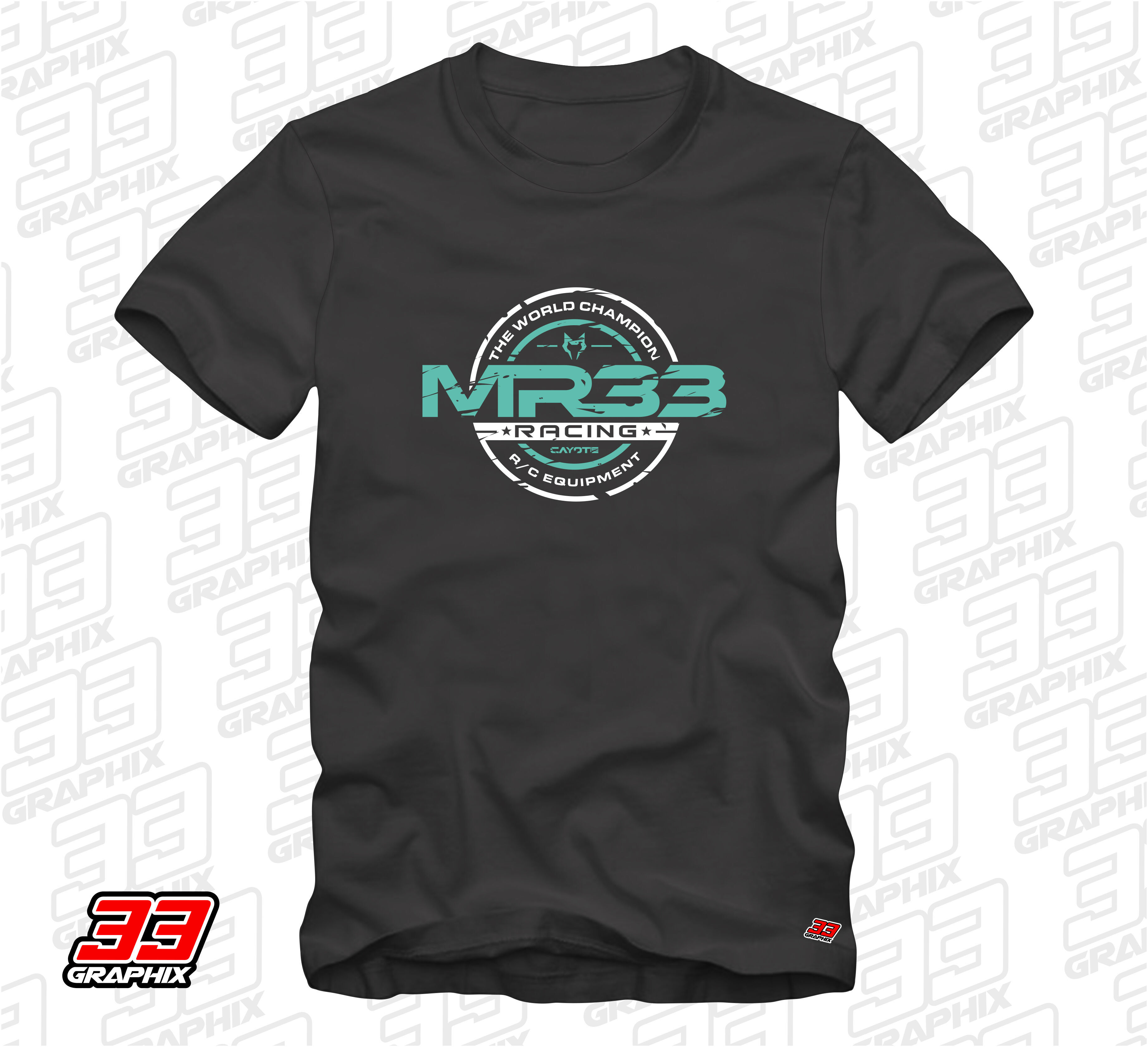 MR33 "goes Cayote" Team T-Shirt by 33Graphix - Black
