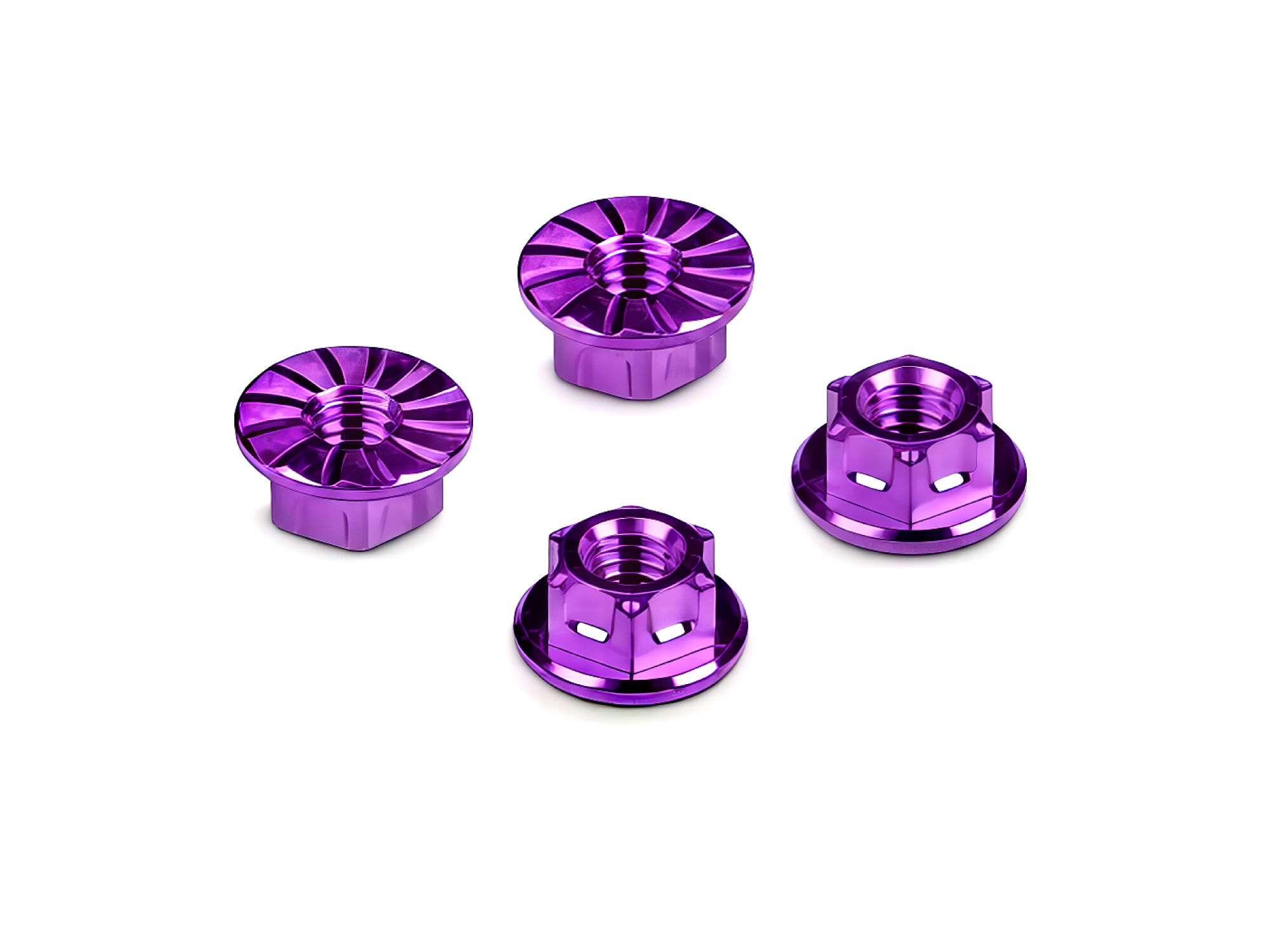 HUDY Titanium Wheel Nuts M4 Serrated Flange - Violet (4)