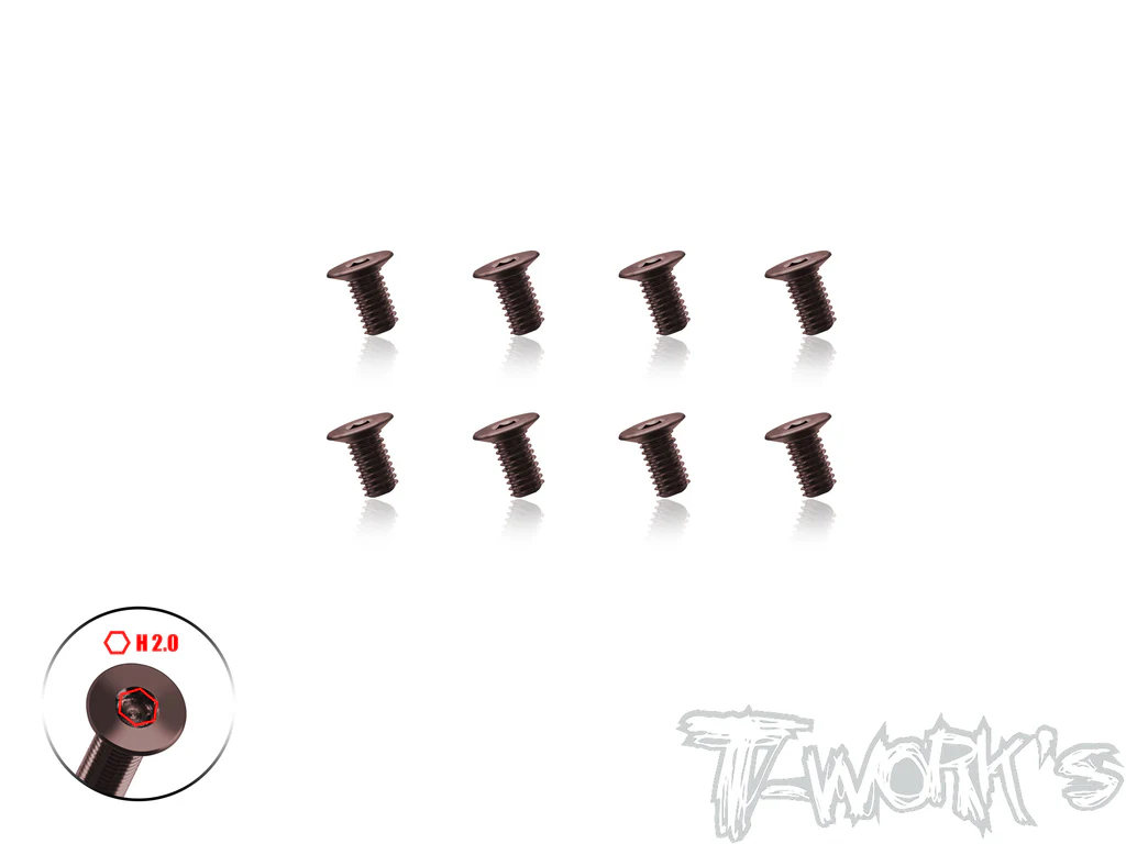 T-Work´s  120° Steel Countersunk CNC Hex Screw M3 x 6,0mm (8)